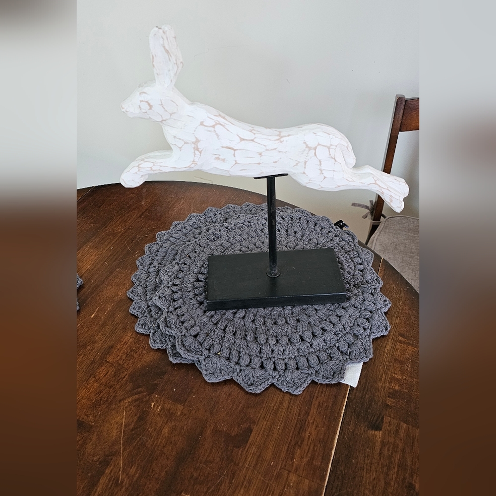 2 Jumping/Leaping Bunny On Metal Pedestal~ High Quality **** SET OF TWO***